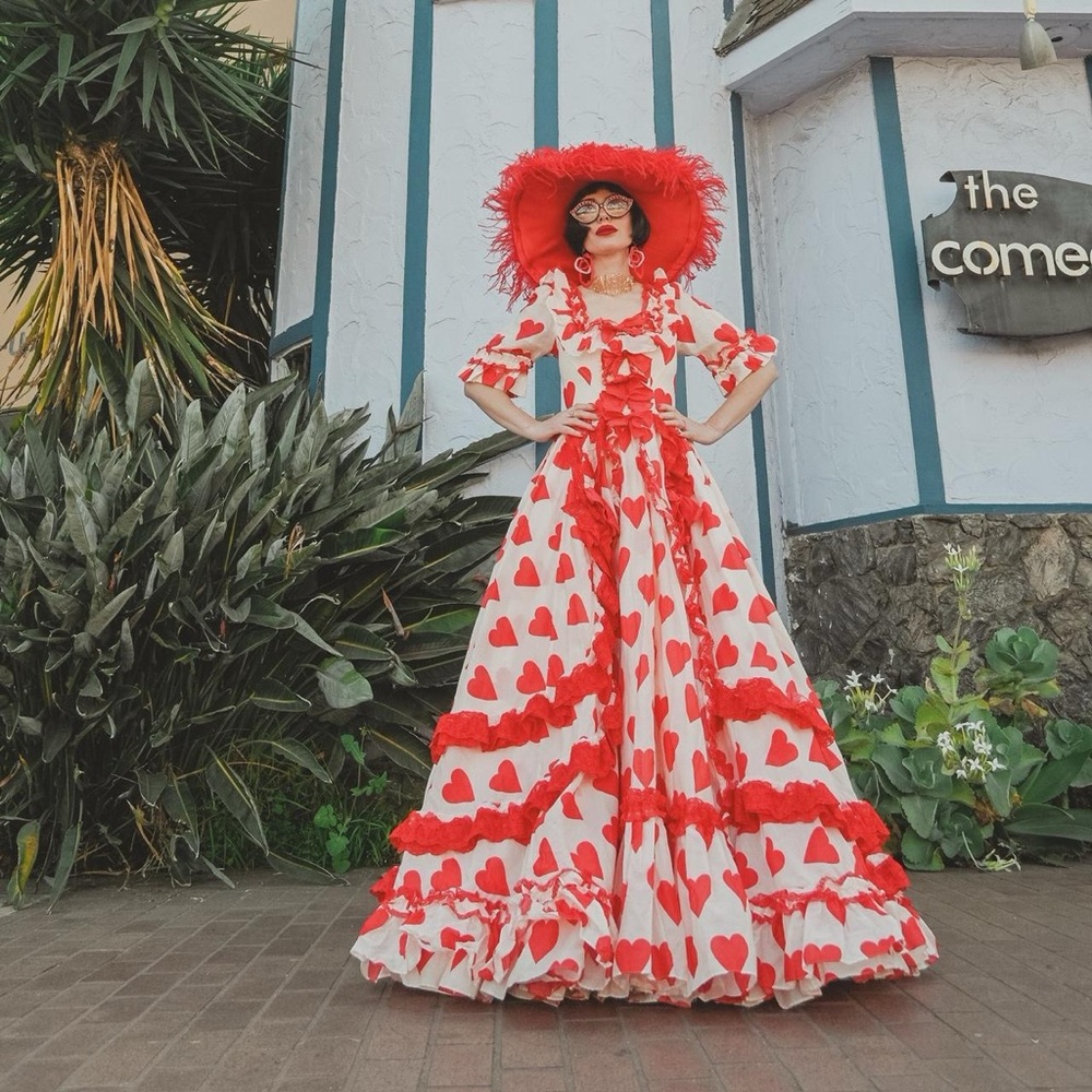Selkie Red and White Heart Patterned Dress size XS Queen of hearts gown